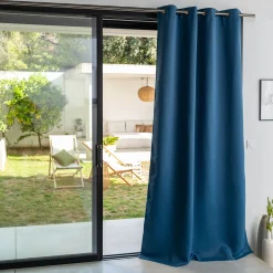 Rideau à œillets en polyester 140x250cm - bleu figuerolles