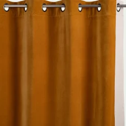 Rideau à œillets en velours 135x250cm - jaune alep