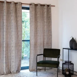 Rideau à œillets en velours de polyester dévoré 135x250cm - gris