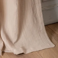 Rideau à nouettes en gaze de coton finition point de cheval 130x250cm - beige alpilles