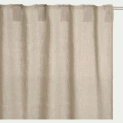 Rideau à passants cachés en lin lavé finition surpiqure 140x300cm - beige