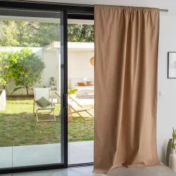 Rideau à passants cachés en coton finition point de cheval 140x250cm - beige corde