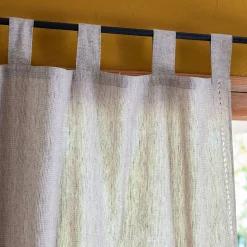 Rideau à passants en lin et coton finition ajouré 140x250cm - beige