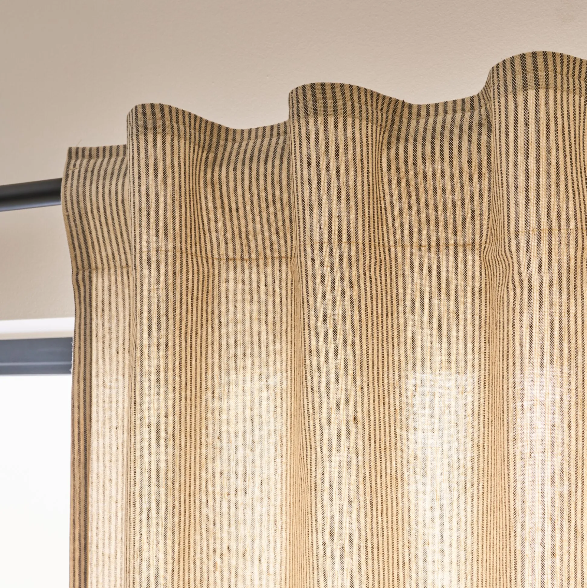 Rideau à pattes cachées en coton à rayures 130x250cm - beige