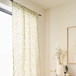 Rideau passe-tringle en coton motif végétal 140x250cm - vert