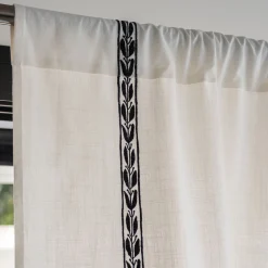 Rideau passe-tringle en coton motif Kissos 140x250cm - blanc