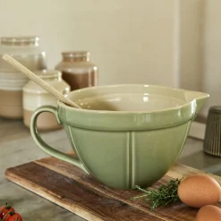 Saladier avec bec verseur en grès D21,3cm - vert