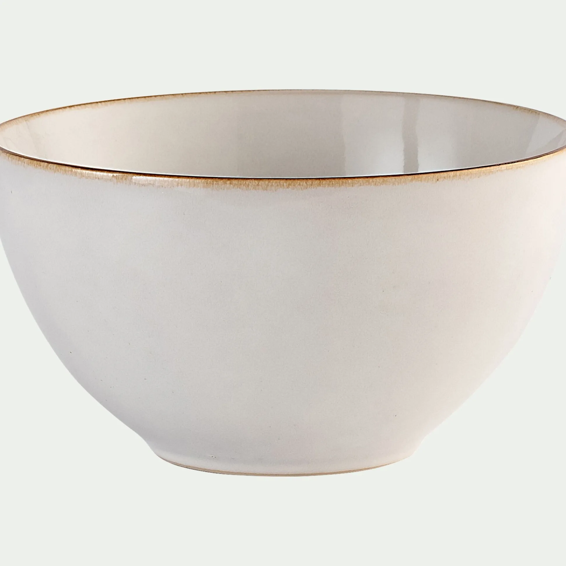 Saladier en grès avec liseré marron D20cm - blanc