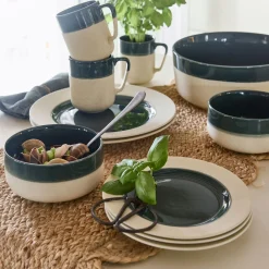 Saladier en grès D26,5cm - vert oyat