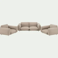 Salon de jardin en acier et coussins en tissu - beige sable (4 places)