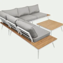 Salon de jardin en aluminium et polywood - gris (4 à 6 places)