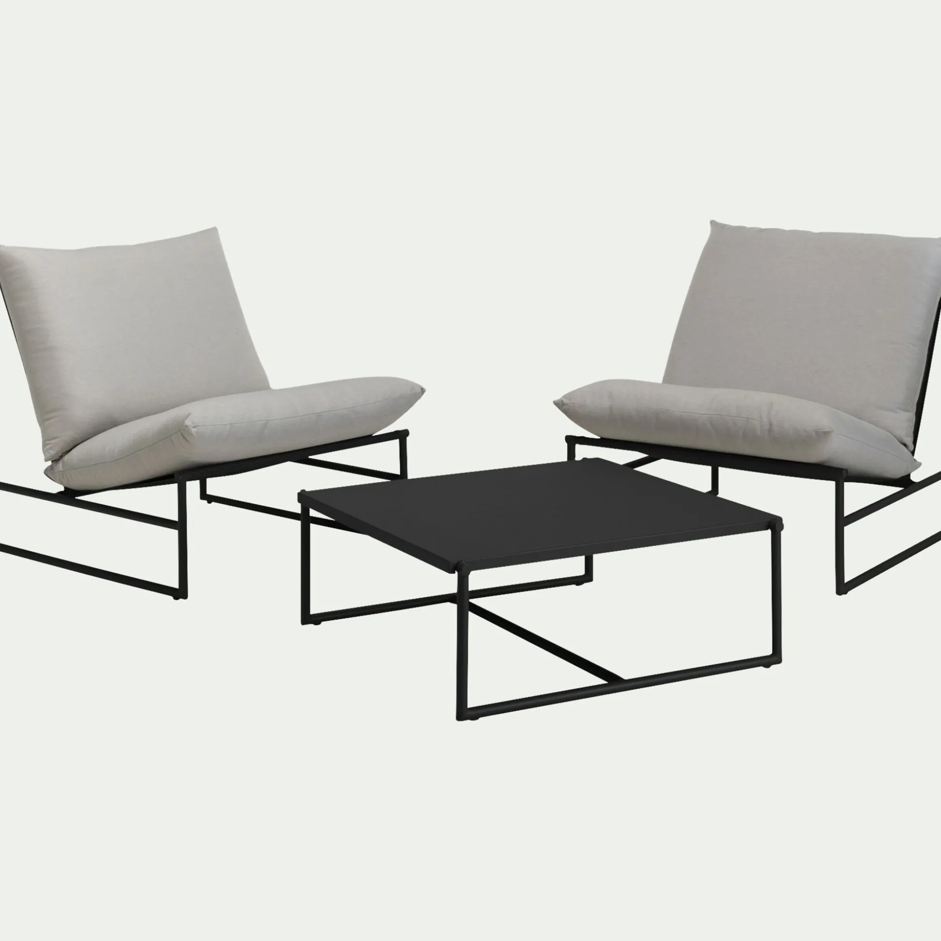 Salon de jardin en aluminium - noir (2 places)