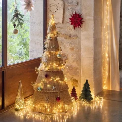 Sapin de Noël en rotin D61xH123cm - naturel