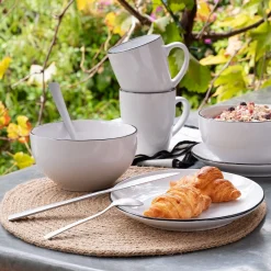 Service petit-déjeuner en grès - blanc
