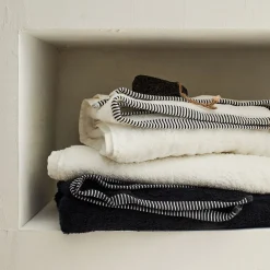 Serviette de toilette brodé en coton - blanc ventoux 50x100cm