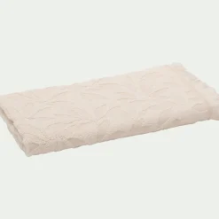 Serviette de toilette en coton motif floral 50x100cm - blanc écru