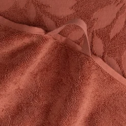 Serviette de toilette en coton motif floral 50x100cm - rouge terracotta