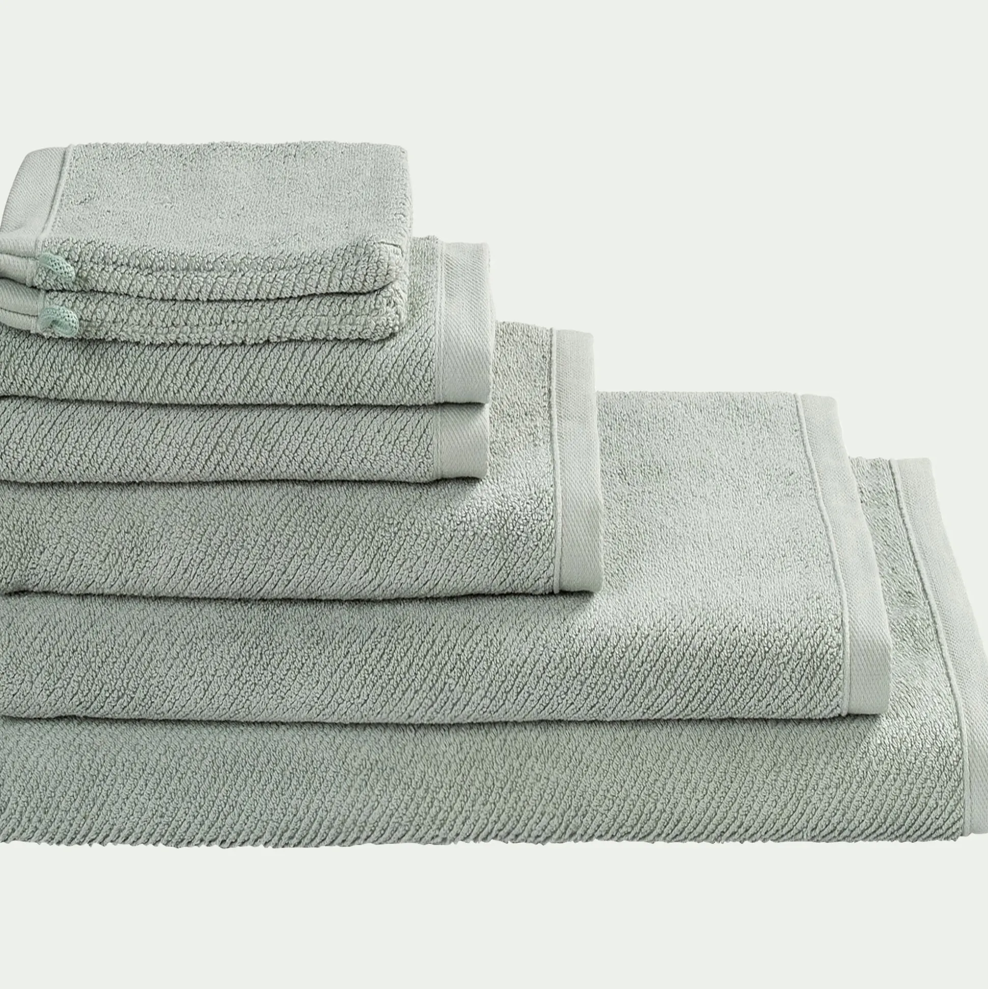 Serviette de toilette en bouclettes de coton bio 50x90cm - vert olivier