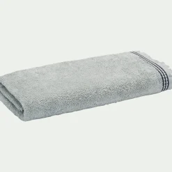 Serviette de toilette frangée en coton 50x100cm - bleu littoral