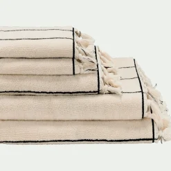 Serviette de toilette rayée en coton 50x100cm - beige