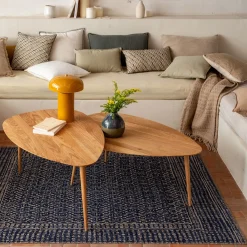 Set de 2 tables basses gigognes en chêne - bois clair