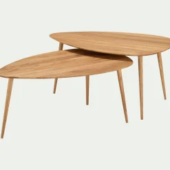 Set de 2 tables basses gigognes en chêne - bois clair
