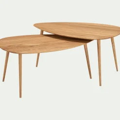Set de 2 tables basses gigognes en chêne - bois clair