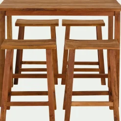 Set de repas 1 table haute et 4 tabourets en bois recyclé - bois clair (4 places)