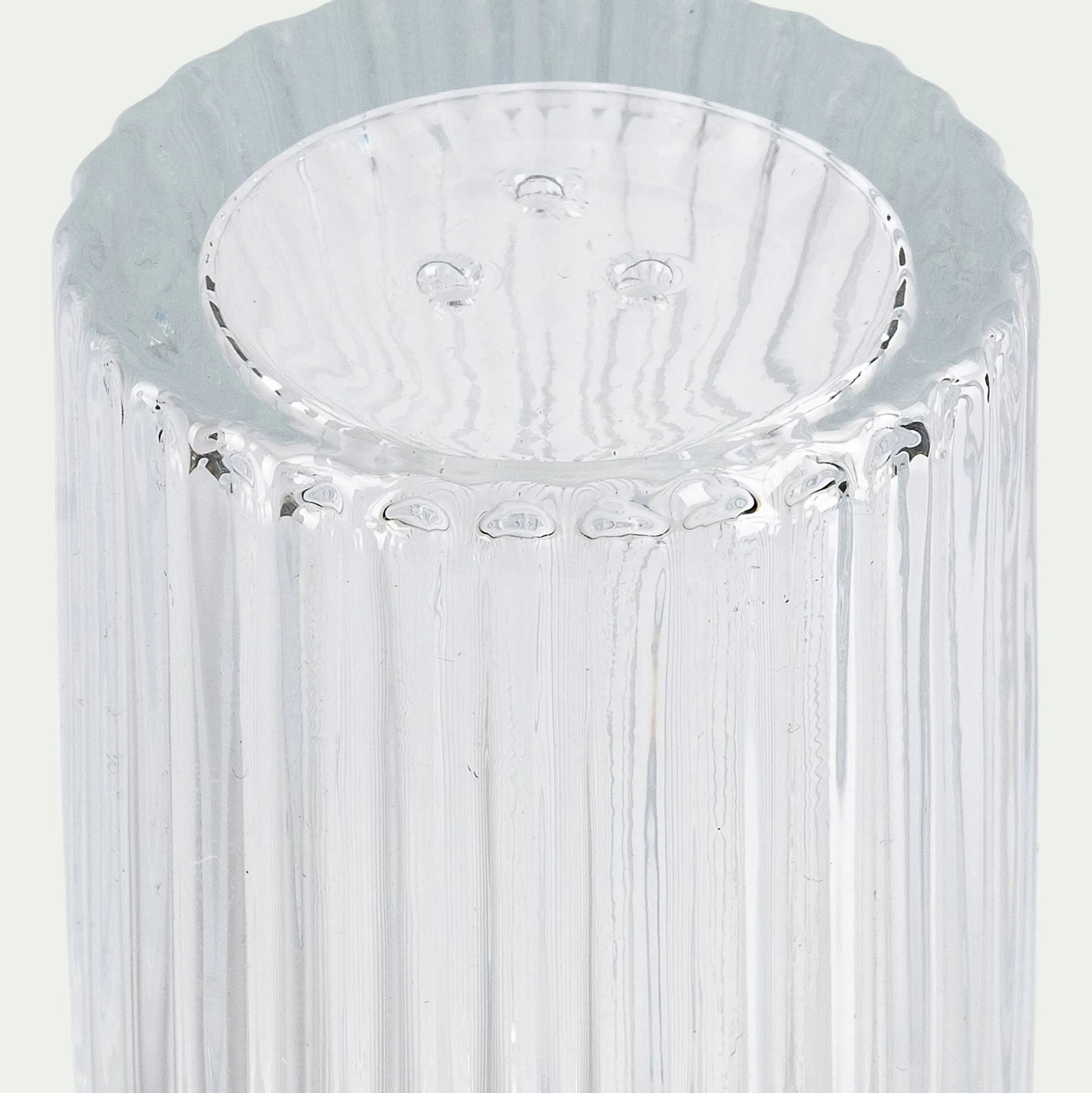 Set de salière et poivrière en verre côtelé - transparent H8cm