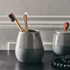 Set de salle de bain en grès - vert cèdre