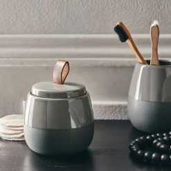 Set de salle de bain en grès - vert cèdre