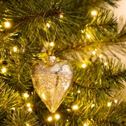 Suspension de Noël coeur en verre h8cm - argenté