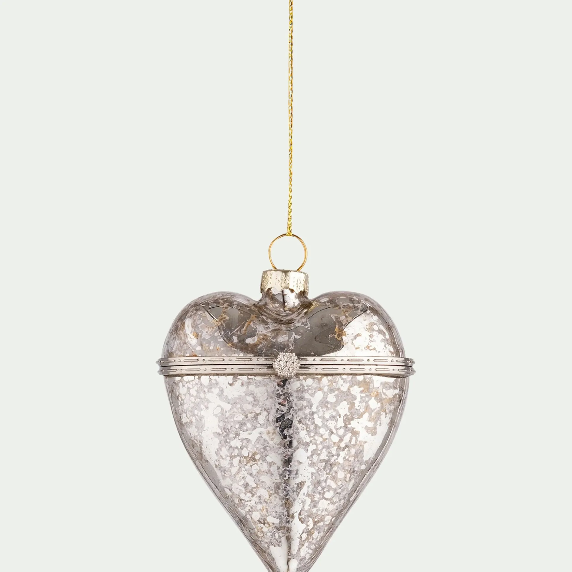 Suspension de Noël coeur en verre h8cm - argenté