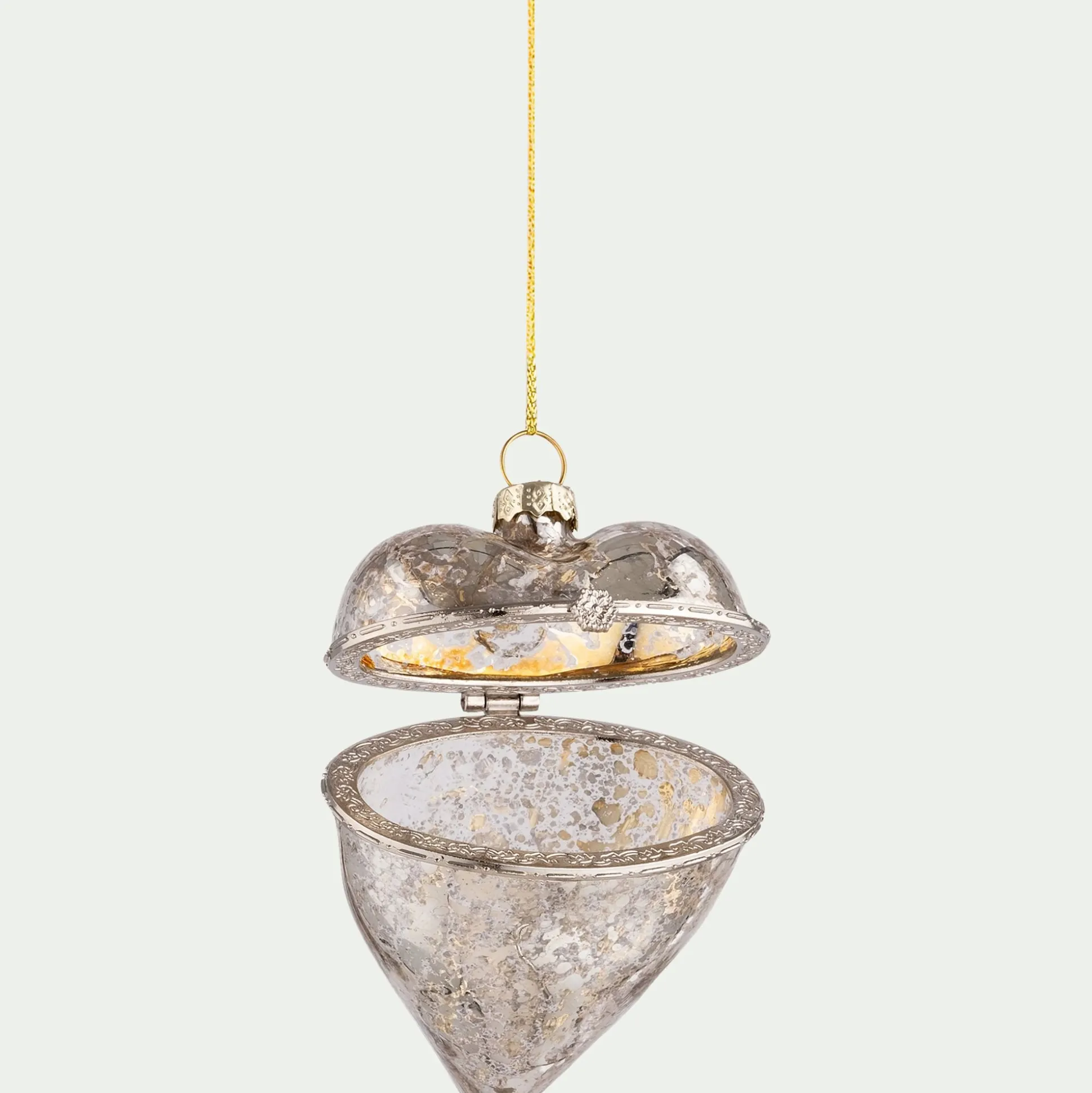 Suspension de Noël coeur en verre h8cm - argenté