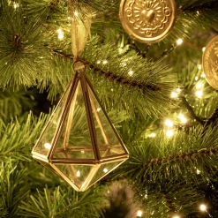 Suspension de Noël diamant en verre H11cm - doré