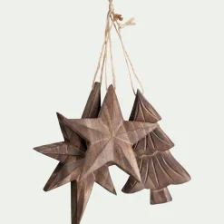 Suspension de Noël en bois de peuplier - naturel (modèle aléatoire)