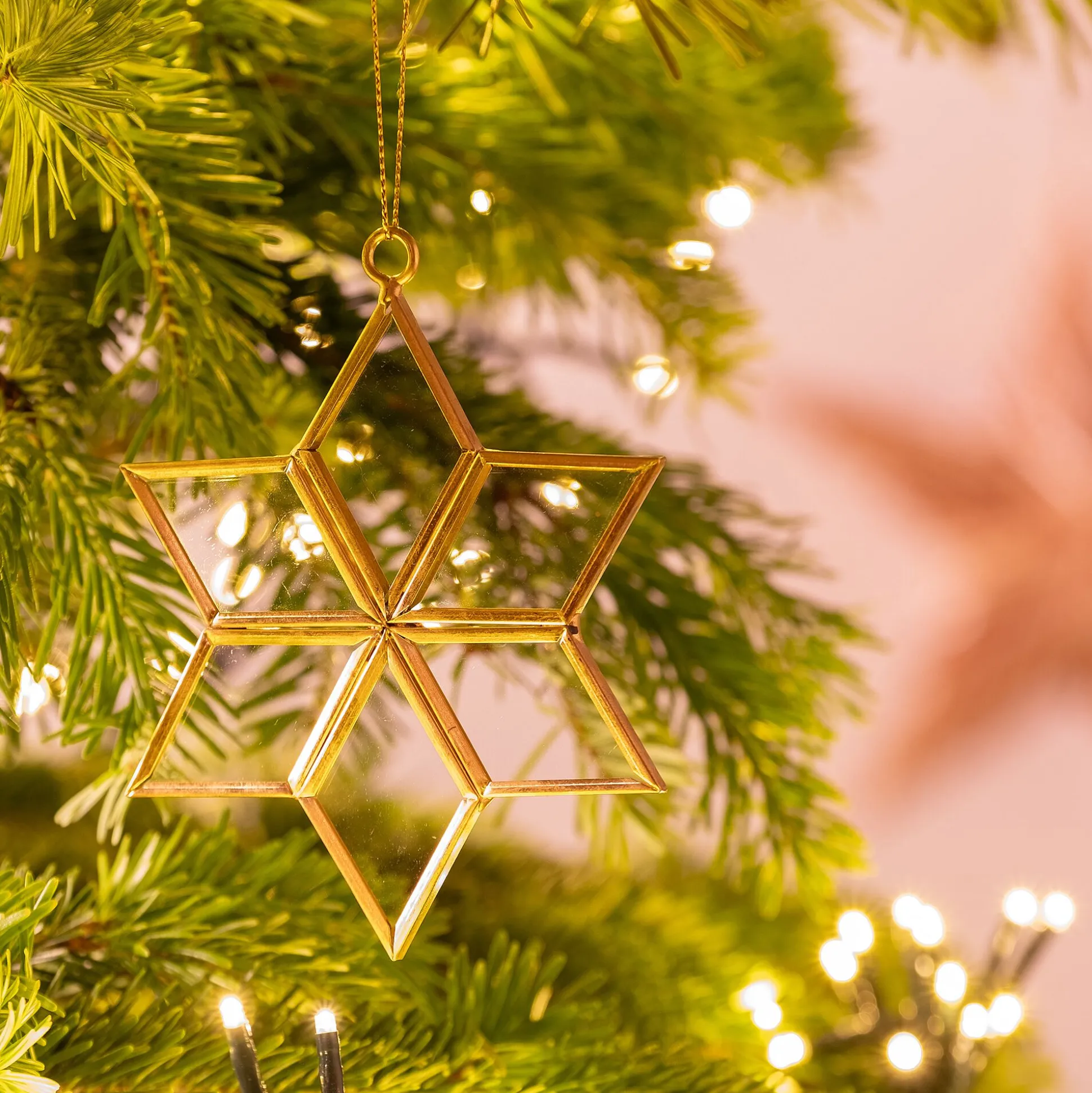 Suspension de Noël en fer et en verre étoile H11,80cm - doré