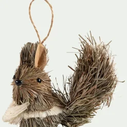 Suspension de Noël en herbe forme animale H5cm - naturel