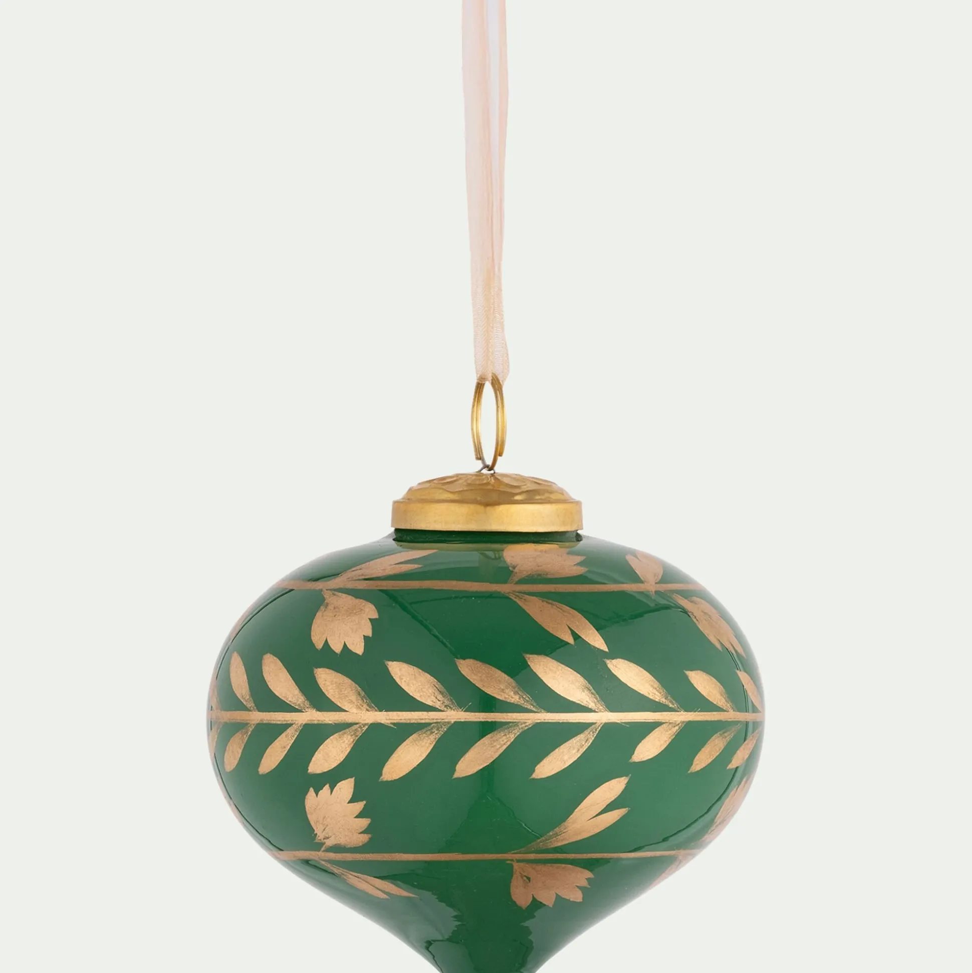 Suspension de Noël goutte en verre D10cm - vert