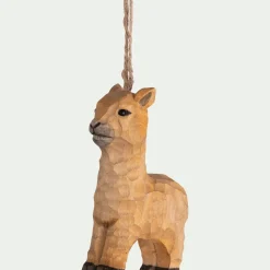 Suspension de Noël lama en bois H9cm - naturel