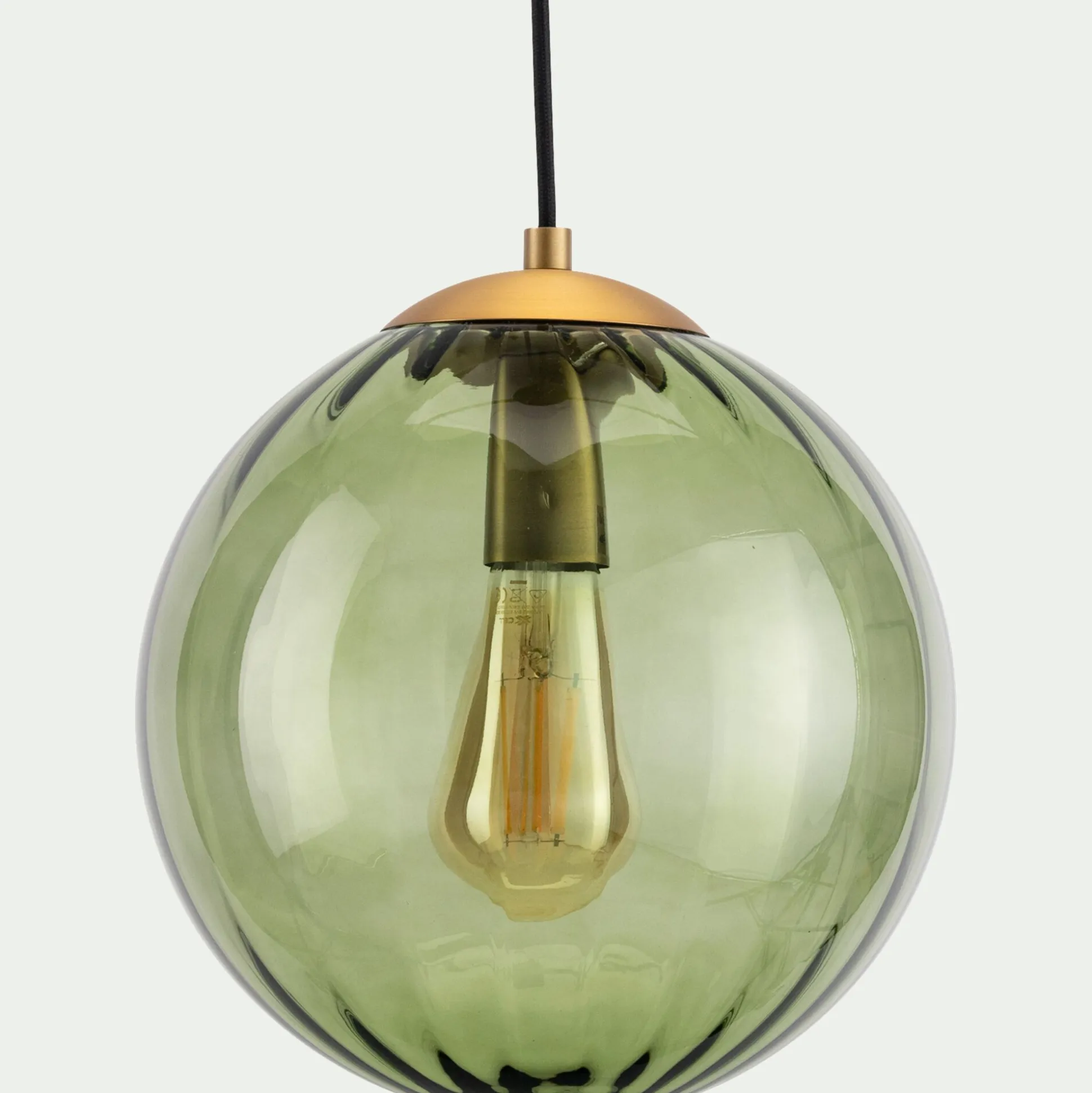 Suspension électrifié en verre et acier D25cm - vert