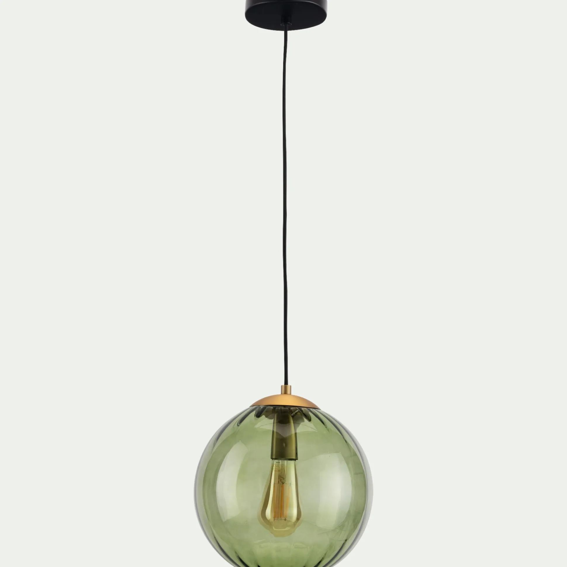 Suspension électrifié en verre et acier D25cm - vert