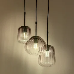 Suspension électrifiée avec 3 lampes en verre - gris