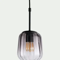 Suspension électrifiée avec 3 luminaires en verre - gris