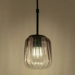 Suspension électrifiée avec 3 luminaires en verre - gris