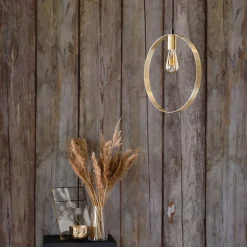 Suspension électrifiée cylindrique E27 en acier D35cm - doré