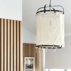 Suspension électrifiée en bambou et en coton D35cm - noir