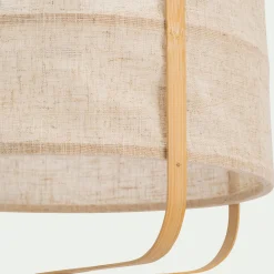 Suspension électrifiée en lin et bambou D37cm - beige
