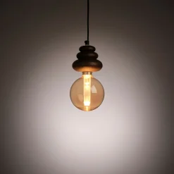 Suspension électrifiée en manguier H10cm - naturel