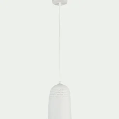 Suspension électrifiée en porcelaine D14,5cm - blanc